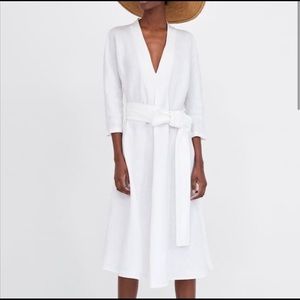 Zara A Line Midi Belted Dress